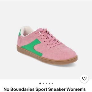 No Boundaries Pink Suede Sneaker with Green Side Panel